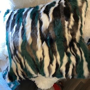 Beautiful New Oversized Fur and Velvet Pillow. TEAM EAGLES COLORS